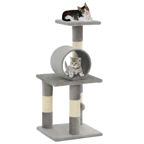 vidaXL Ansamblu pentru pisici, stâlpi din funie de sisal, 65 cm, gri