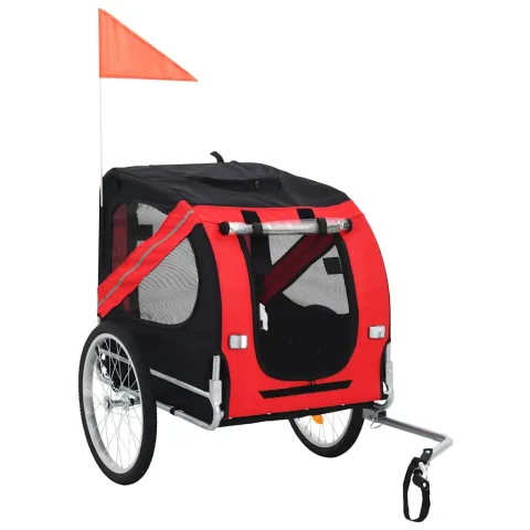 vidaXL Remorcă de bicicletă pentru animale de companie, roșu & negru