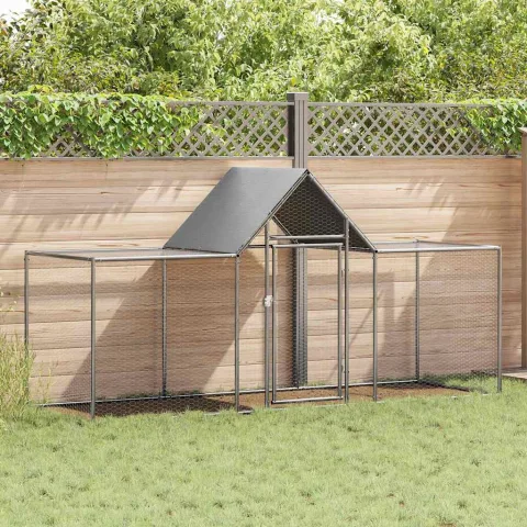 vidaXL Coteț pentru păsări, 3 x 1 x 1,5 m, oțel galvanizat