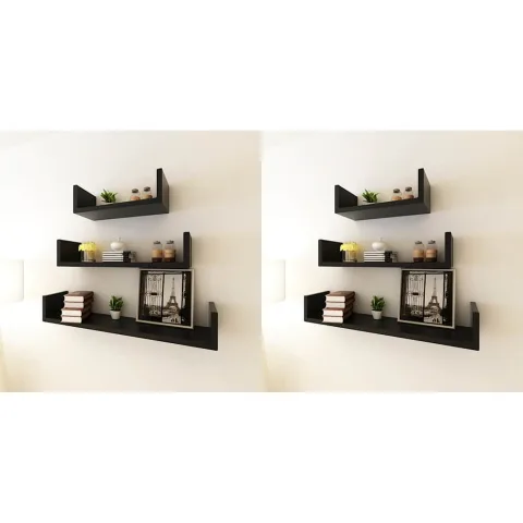 vidaXL Rafturi de perete, 6 buc., negru