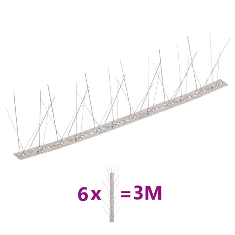 vidaXL Set bandă cu țepi antipăsări cu 5 rânduri, 6 buc., oțel, 3 m