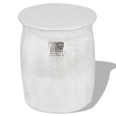 vidaXL Scaun/Masă laterală din aluminiu bătut la ciocan, argintiu