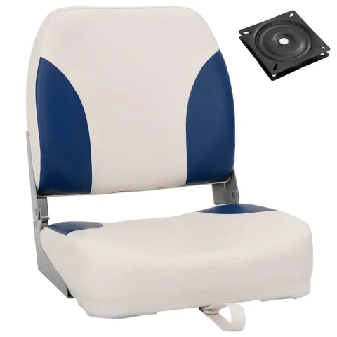 vidaXL Set 1 scaun pliabil pentru barcă, cu pernă alb-albastru