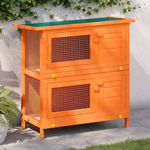 vidaXL Cușcă de iepuri pentru exterior, cușcă pentru animale mici, cu 4 uși, din lemn
