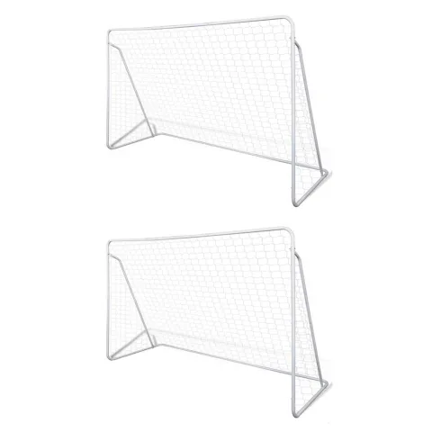 vidaXL Porți de fotbal cu plasă, 2 buc, 240 x 90 x 150 cm, oțel