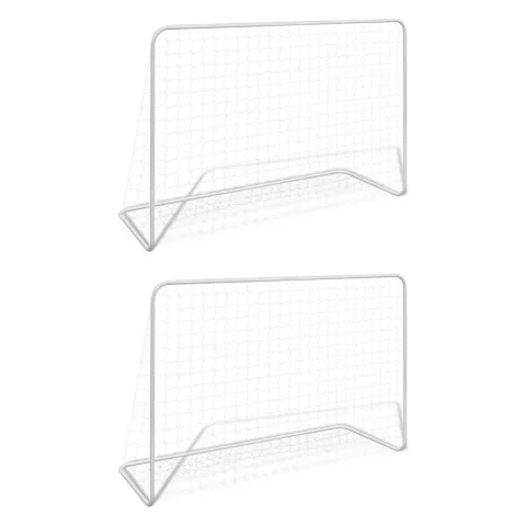 vidaXL Porți de fotbal cu plase 2 buc. alb 182x61x122 cm oțel