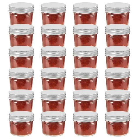vidaXL Borcane din sticlă pentru gem cu capac argintiu 24 buc. 110 ml