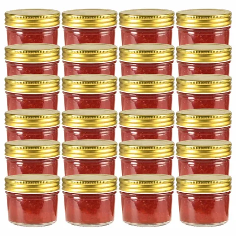 vidaXL Borcane din sticlă pentru gem cu capac auriu 24 buc. 110 ml