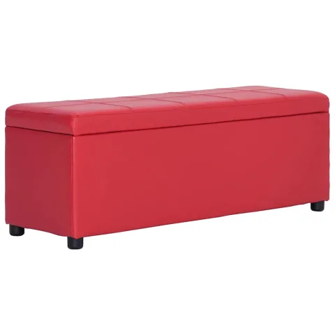 vidaXL Bancă, compartiment de depozitare, roșu, 116 cm piele ecologică