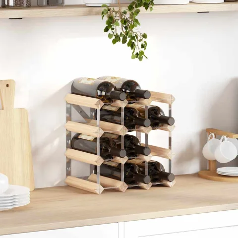 vidaXL Suport sticle de vin pentru 12 sticle, lemn masiv de pin