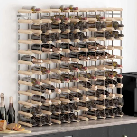 vidaXL Suport sticle de vin pentru 120 sticle, lemn masiv de pin