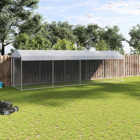 vidaXL Padoc pentru câini de exterior, cu acoperiș 760x190x225 cm