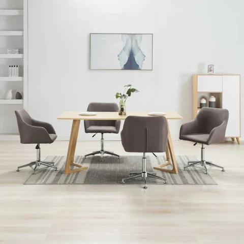 vidaXL Scaune de bucătărie pivotante, 4 buc., gri taupe, textil