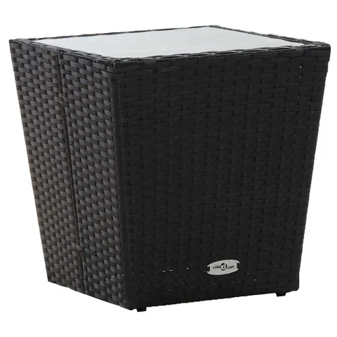 vidaXL Masă de ceai negru 41,5x41,5x43 cm poliratan sticlă securizată