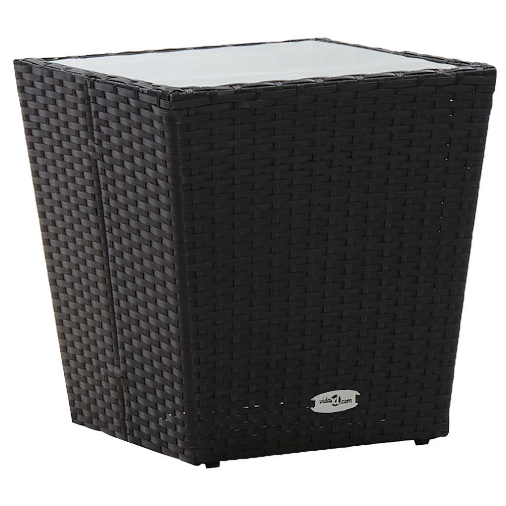 vidaXL Masă de ceai negru 41,5x41,5x43 cm poliratan sticlă securizată