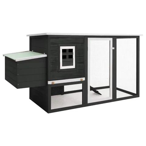 vidaXL Coteț de păsări de exterior, casă găini cu 1 cuibar, gri, lemn