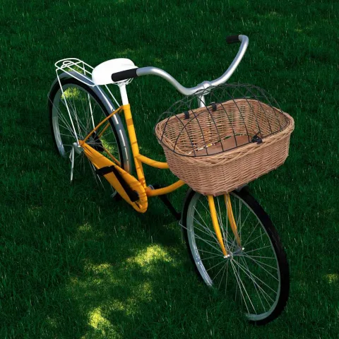 vidaXL Coș frontal bicicletă cu capac, 50x45x35 cm, salcie naturală