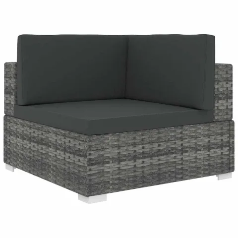 vidaXL Scaun de colț modular cu perne, gri, poliratan