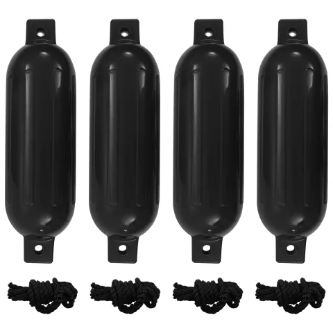 vidaXL Bară de protecție barcă, 4 buc., negru, Ø 14x50 cm, PVC