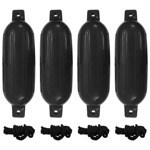 vidaXL Bară de protecție barcă, 4 buc., negru, Ø 16x58 cm, PVC