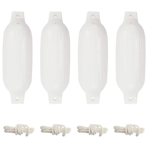 vidaXL Bară de protecție barcă, 4 buc., alb, Ø 11x40 cm, PVC