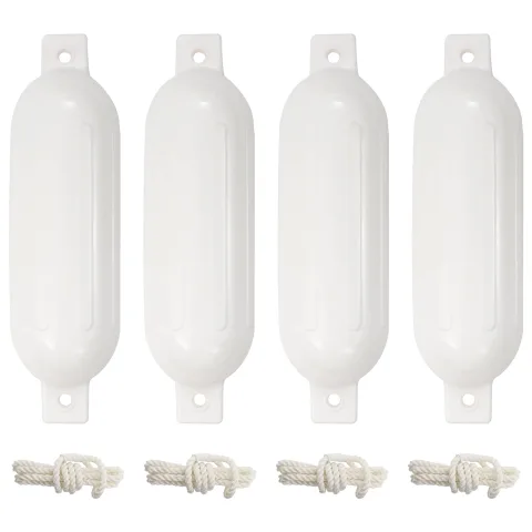 vidaXL Bară de protecție barcă, 4 buc., alb, Ø 14x50 cm, PVC