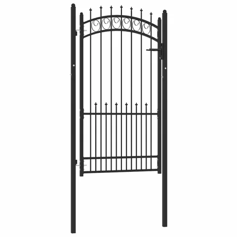vidaXL Poartă de gard EMMEN cu țepi din oțel 104x134,5 cm, negru