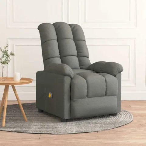 vidaXL Fotoliu de masaj, gri închis, material textil