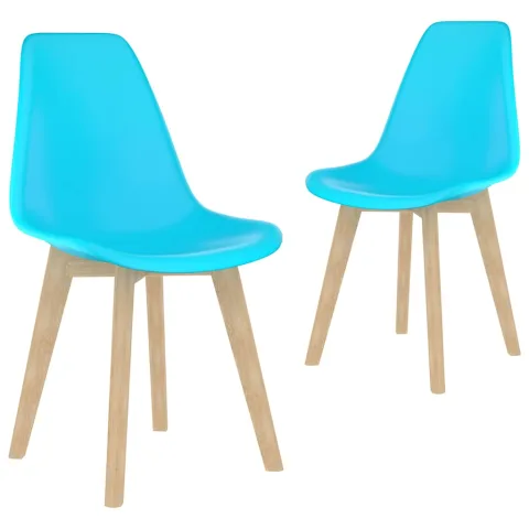 vidaXL Scaune de bucătărie, 2 buc., albastru, plastic