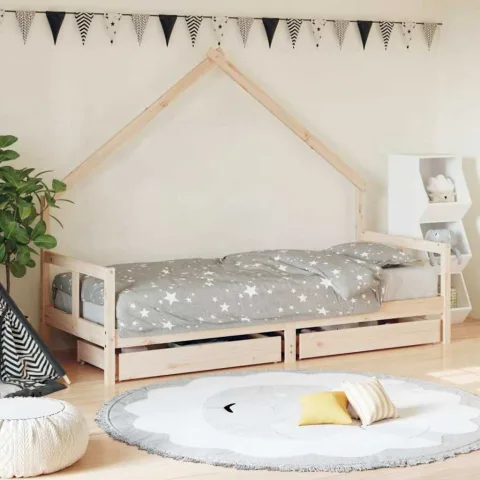 vidaXL Cadru pat copii cu sertare, 80x200 cm, lemn masiv de pin