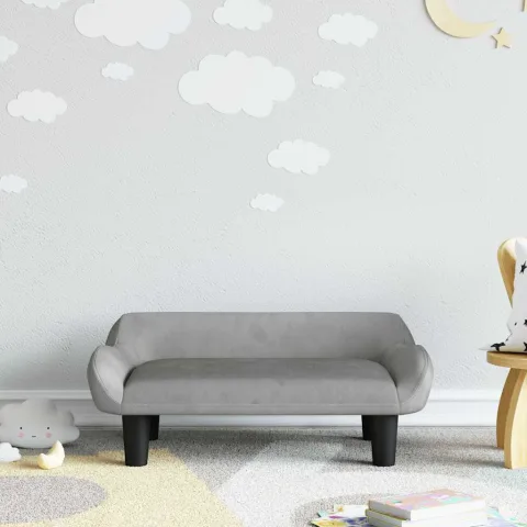 vidaXL Canapea pentru copii, gri deschis, 70x40x24 cm, catifea