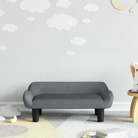 vidaXL Canapea pentru copii, gri închis, 70x40x24 cm, catifea