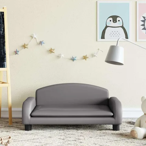 vidaXL Canapea pentru copii, gri, 70x45x30 cm, piele ecologică