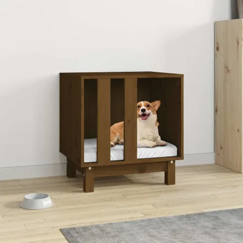 vidaXL Casă pentru câini, maro miere, 50x40x52 cm, lemn masiv de pin