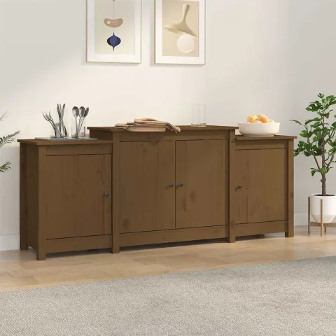 vidaXL Servantă, maro miere, 164x37x68 cm, lemn masiv de pin