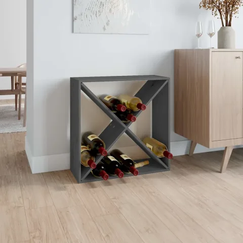 vidaXL Dulap de vinuri, gri, 62x25x62 cm, lemn masiv de pin