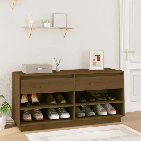 vidaXL Pantofar, maro miere, 110x34x52 cm, lemn masiv de pin