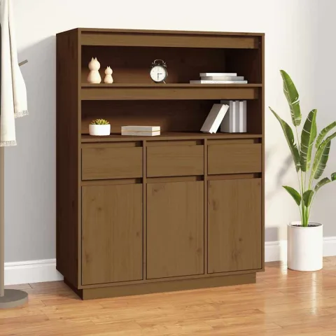vidaXL Dulap înalt, maro miere, 89x40x116,5 cm, lemn masiv de pin