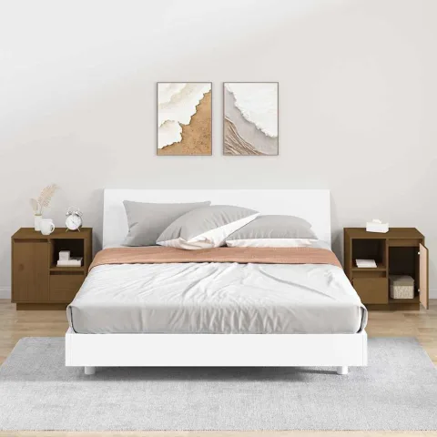 vidaXL Noptiere, 2 buc., maro miere, 50x34x50 cm, lemn masiv de pin