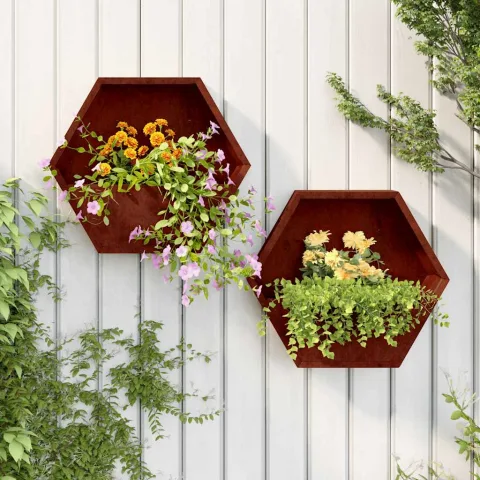 vidaXL Jardiniere de perete, 2 buc., ruginiu, 46x10x40 cm, oțel corten