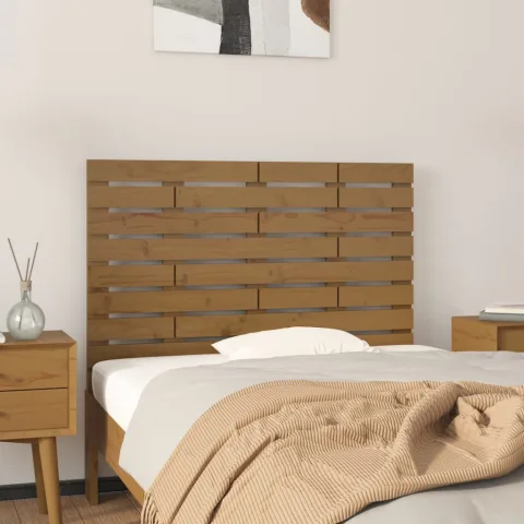 vidaXL Tăblie de pat pentru perete, maro miere, 96x3x63 cm, lemn pin
