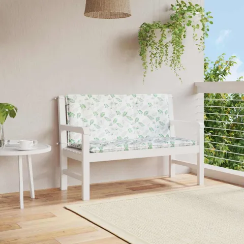 vidaXL Perne bancă de grădină 2 buc. model frunze 120x50x7 cm textil