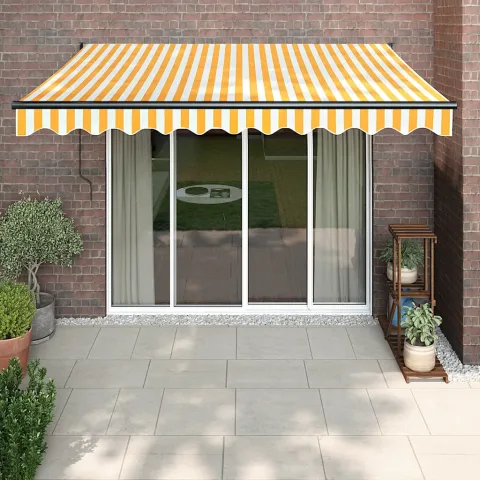 vidaXL Copertina automată retractabilă, galben și alb, 3,5x2,5 m