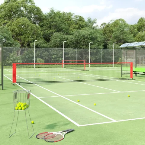 vidaXL Plasă de tenis, negru și roșu, 600x100x87 cm, poliester