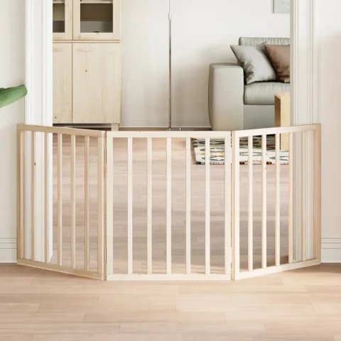 vidaXL Poartă de acces pentru câini pliabilă, 3 panouri, 150 cm, lemn de plop