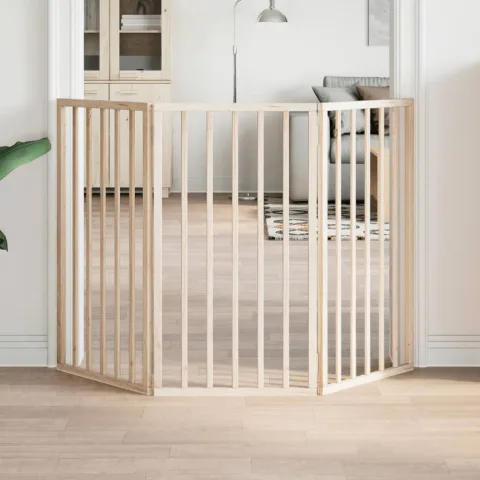 vidaXL Poartă de acces pentru câini pliabilă, 3 panouri, 150 cm, lemn de plop