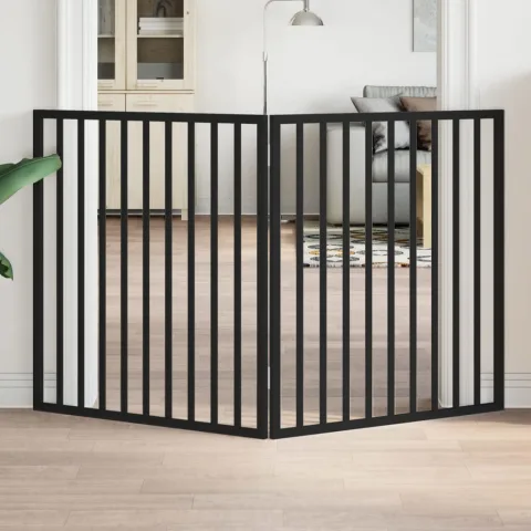 vidaXL Poartă de acces pentru câini pliabilă, 2 panouri, neagră, 160 cm, lemn de plop