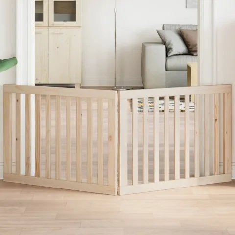 vidaXL Poartă de acces pentru câini pliabilă, 2 panouri, 160 cm, lemn de plop