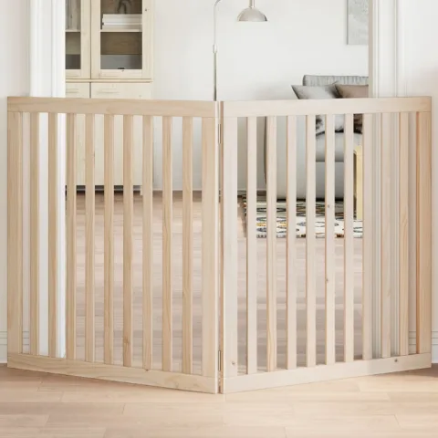 vidaXL Poartă pentru câini pliabilă, 2 panouri, 160 cm, lemn de plop