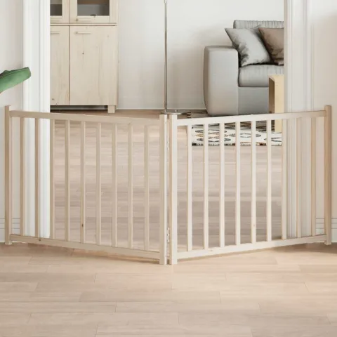 vidaXL Poartă pentru câini pliabilă, 2 panouri, 160 cm, lemn de brad